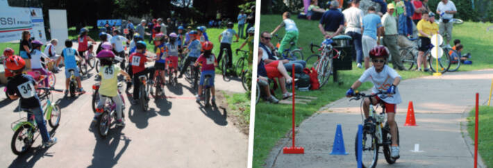 Immagine con bambini che vanno in bici