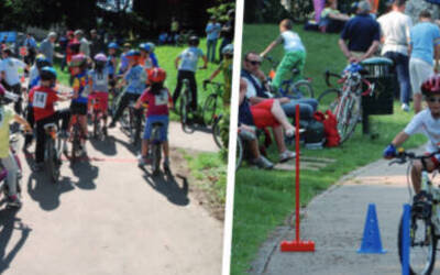 Immagine con bambini che vanno in bici