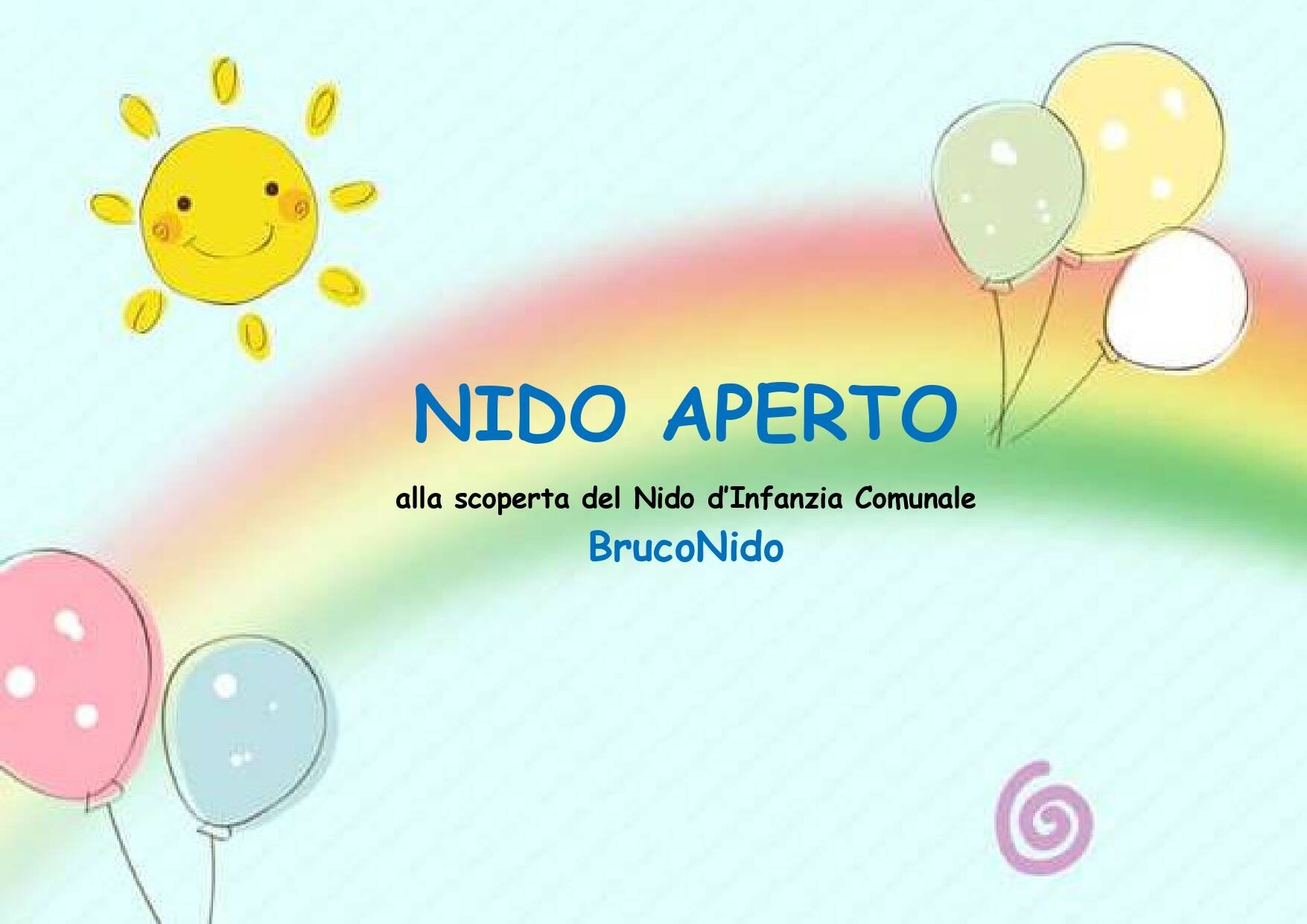 Sole con palloncini e arcobaleno