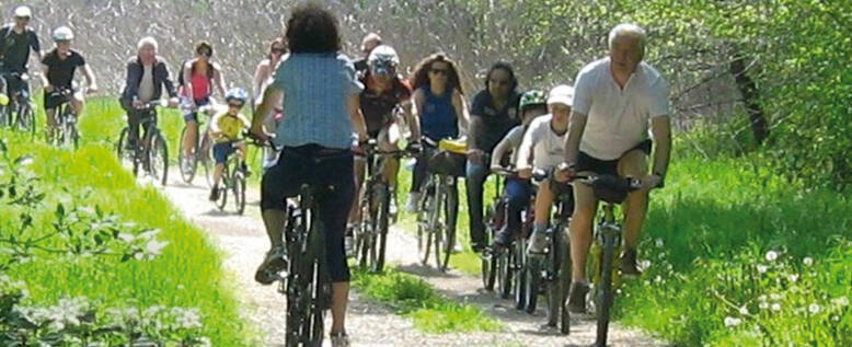 Immagine con persone che pedalano sull'ippovia